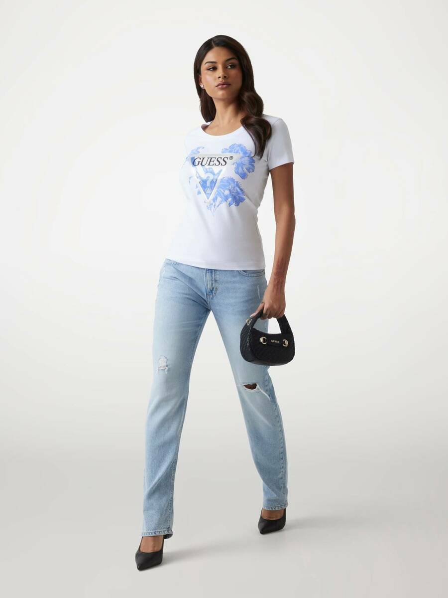 detail Guess dámské bílé tričko