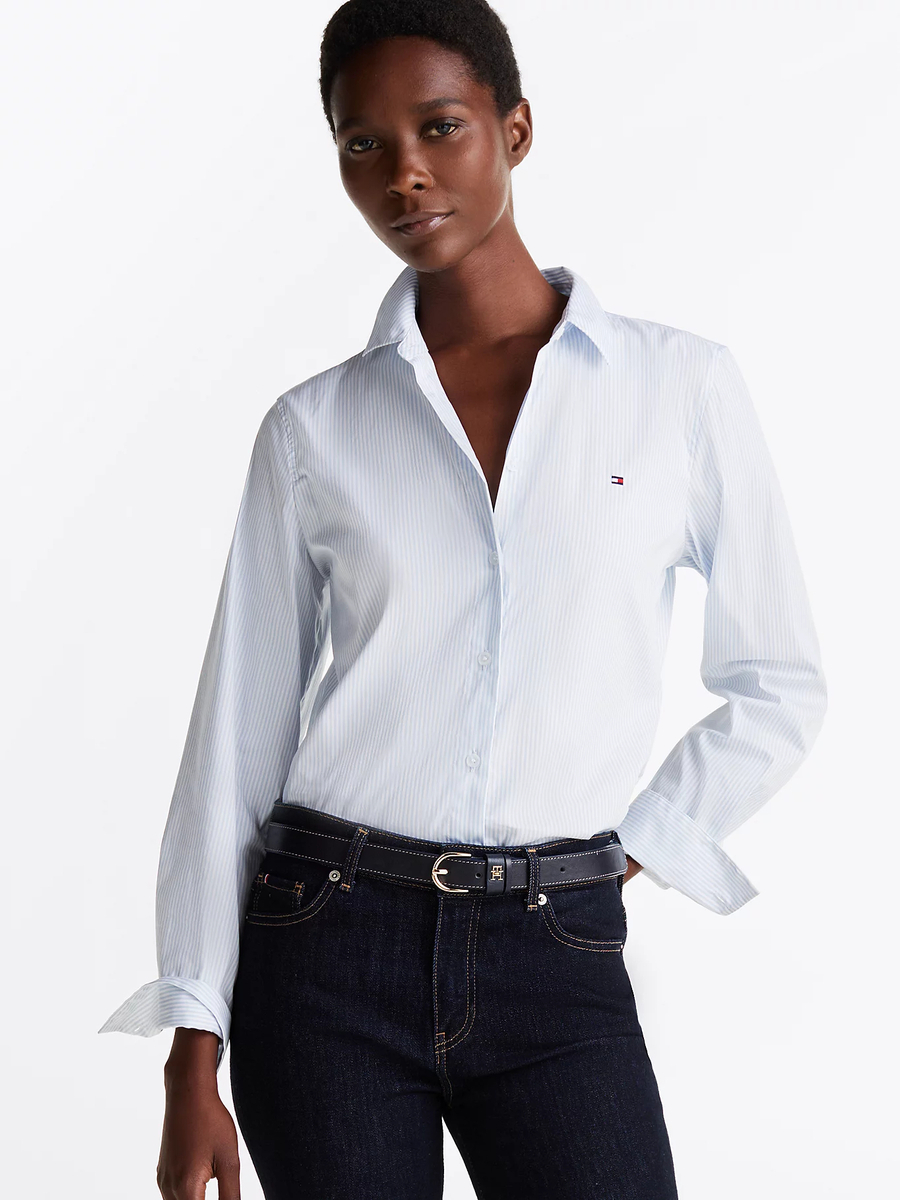 detail Tommy Hilfiger dámská modrá košile Poplin