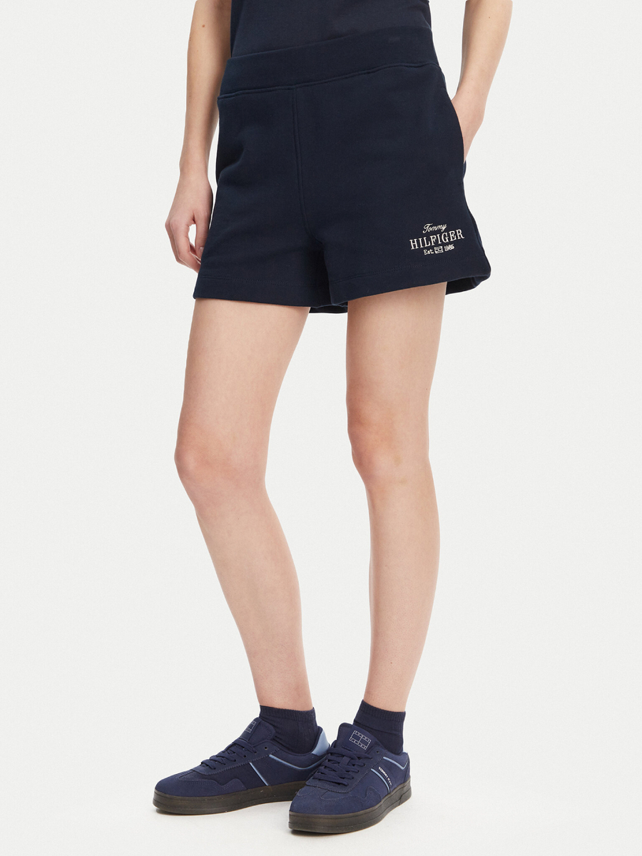 detail Tommy Hilfiger dámské modré teplákové šortky