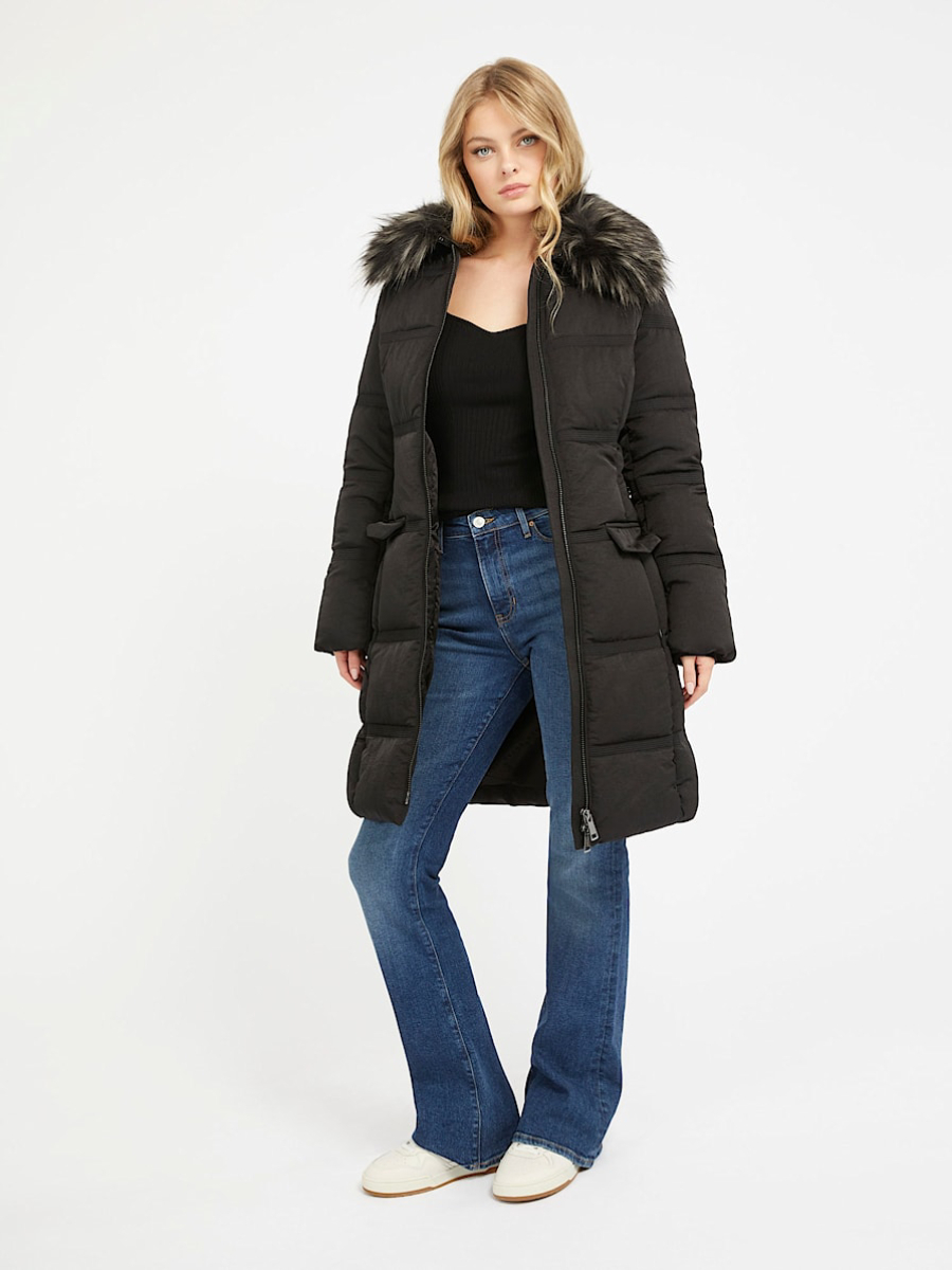 detail Guess dámská černá dlouhá bunda
