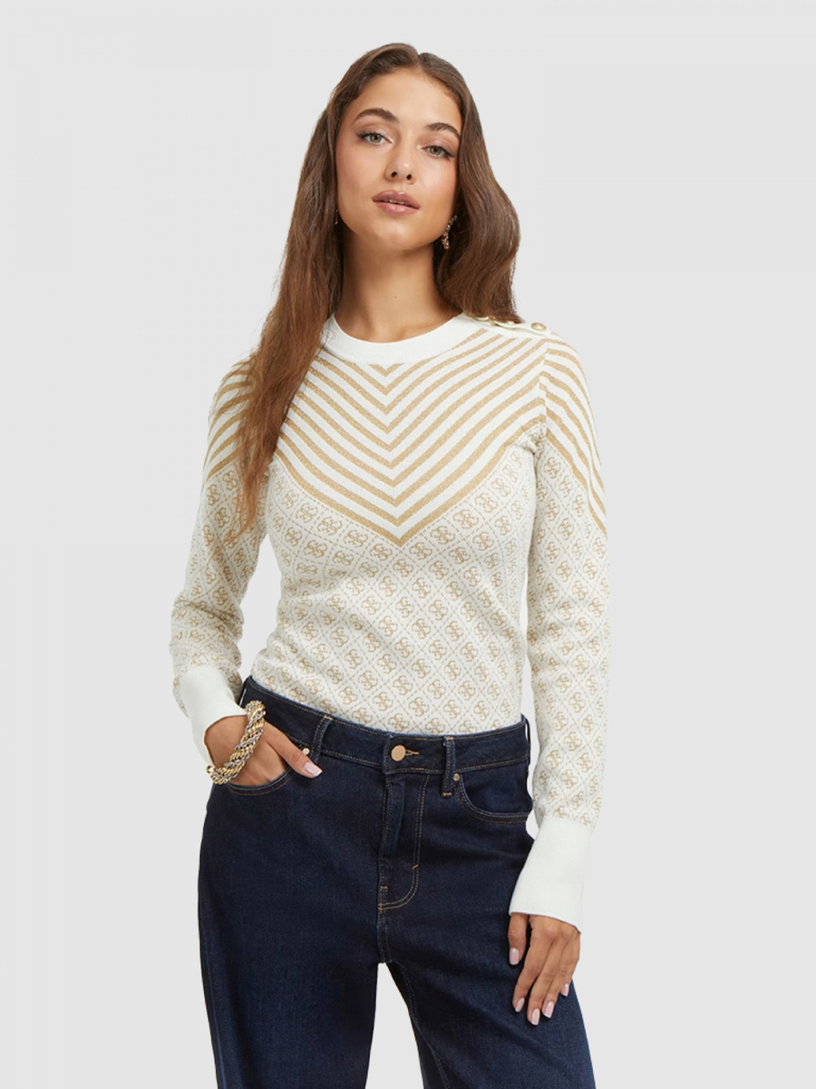 detail Guess dámský krémový svetr