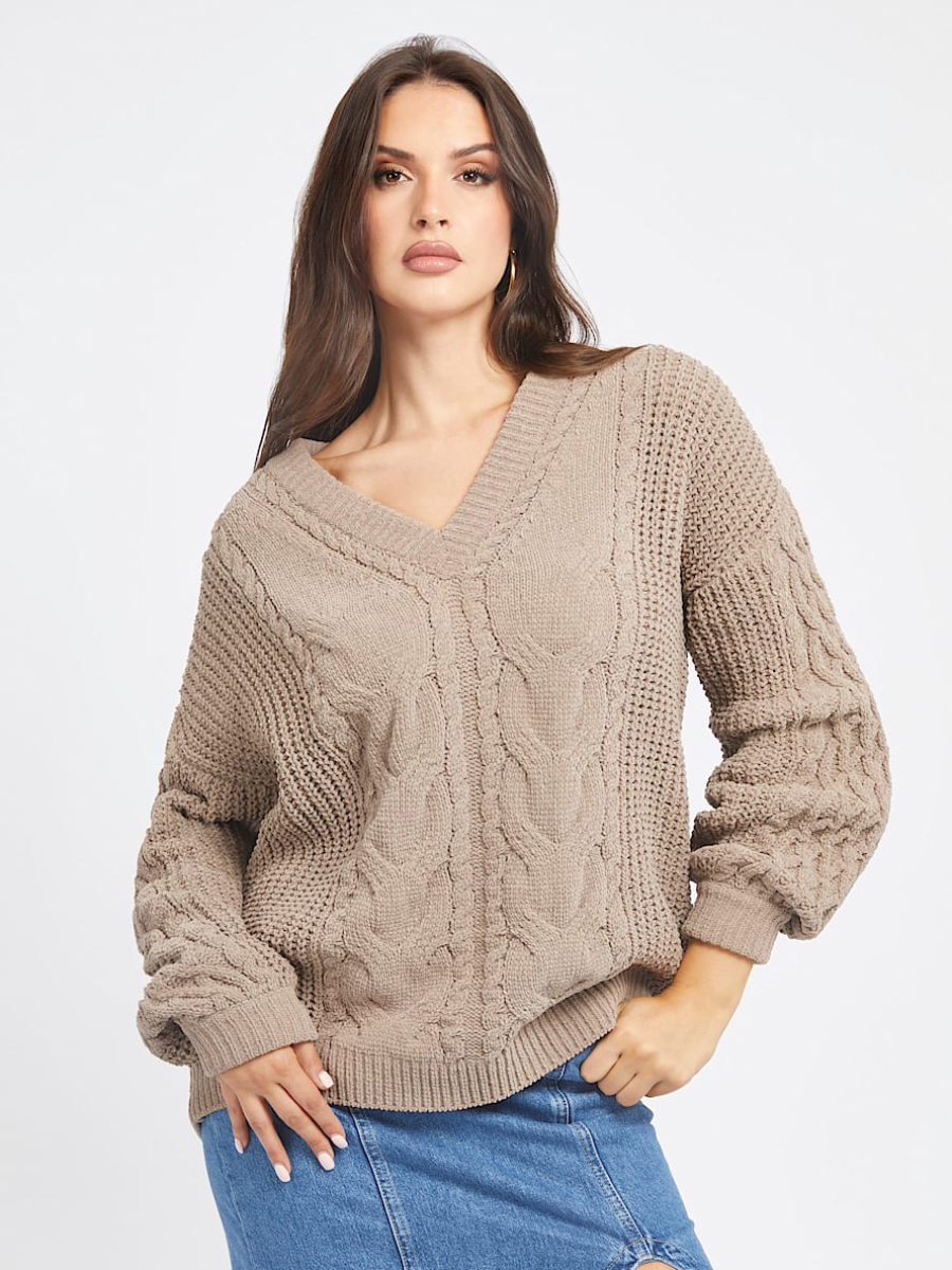 detail Guess dámský hnědý svetr