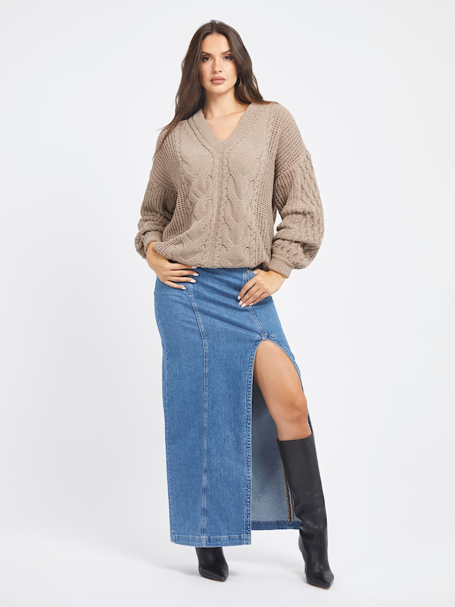 detail Guess dámský hnědý svetr