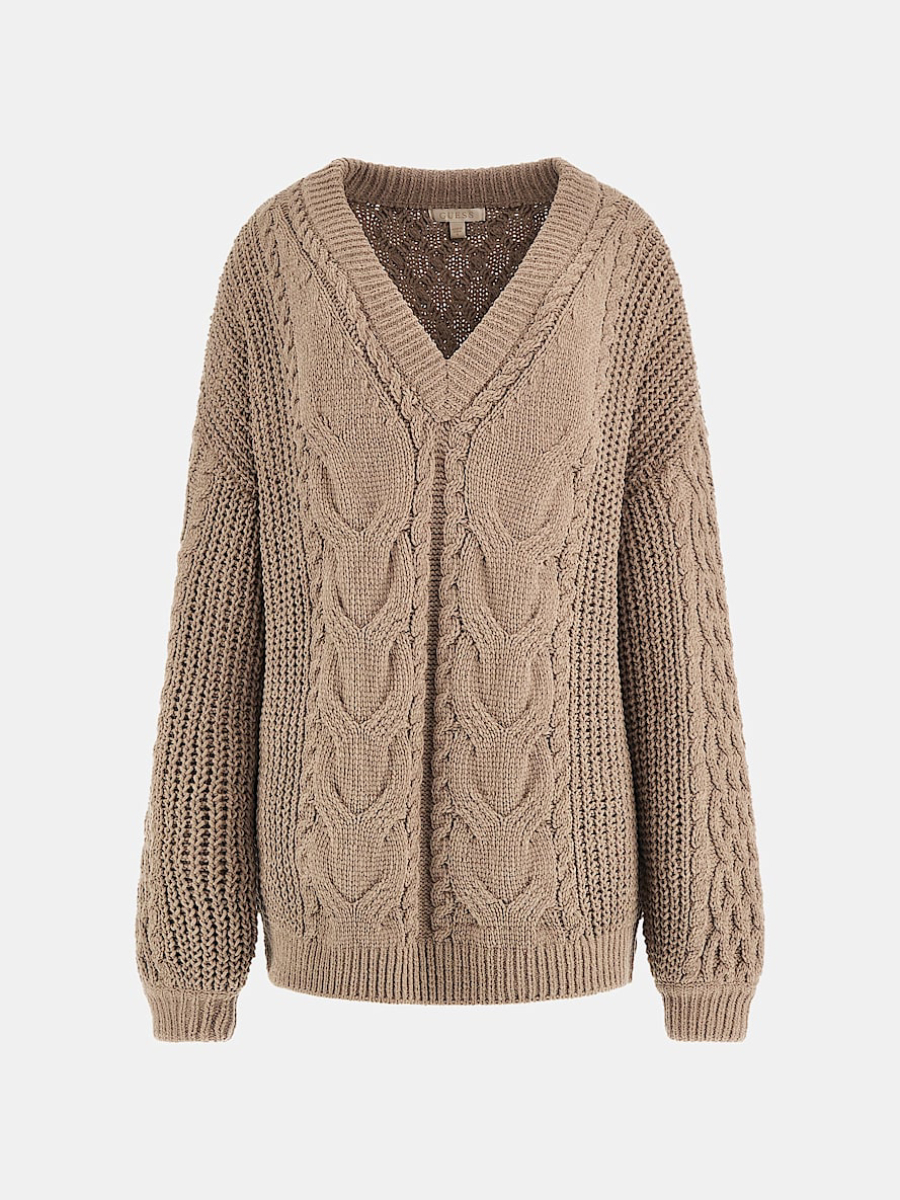 detail Guess dámský hnědý svetr