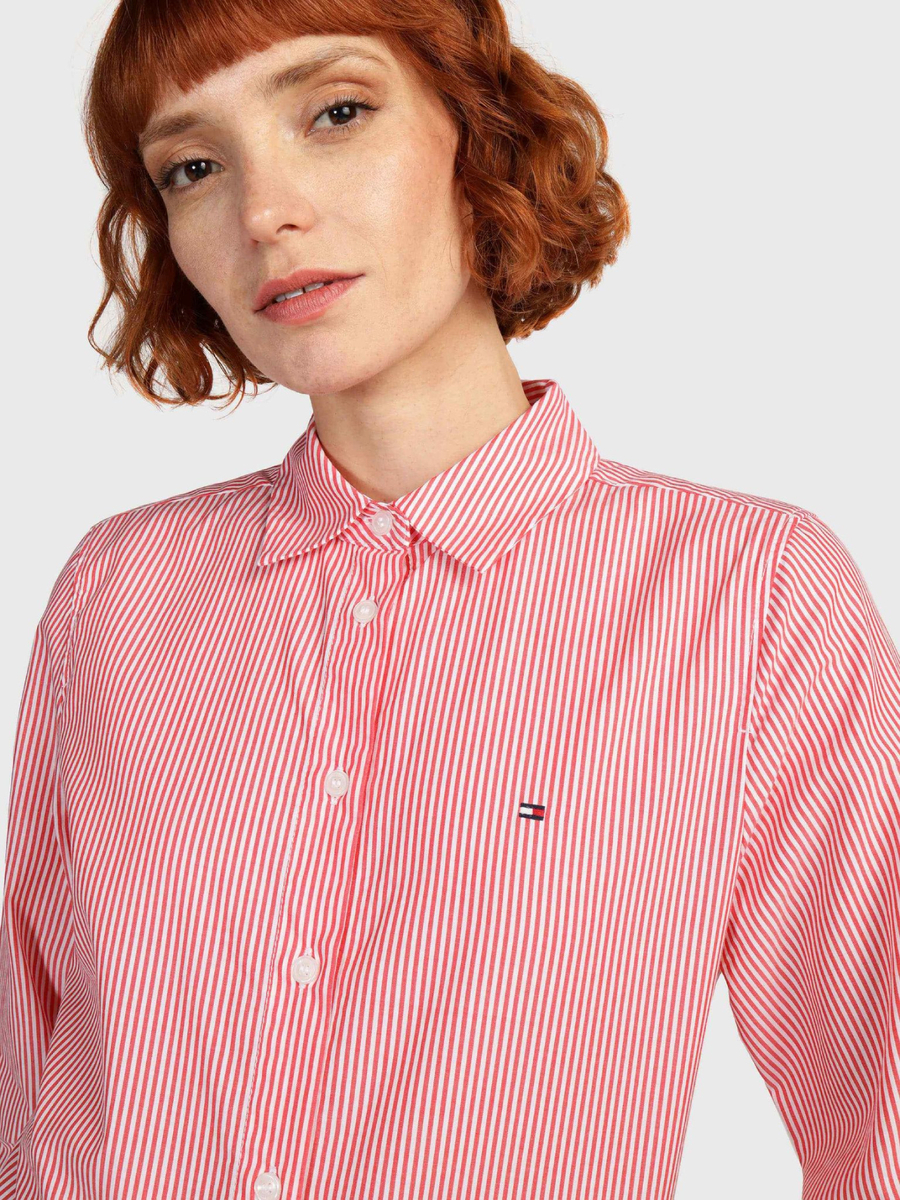 detail Tommy Hilfiger dámská červená košile Essential