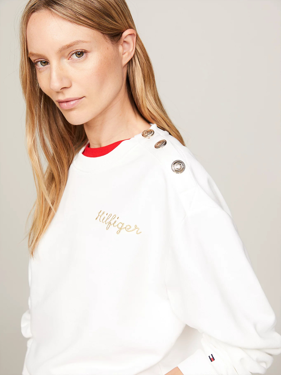 detail Tommy Hilfiger dámská bílá mikina