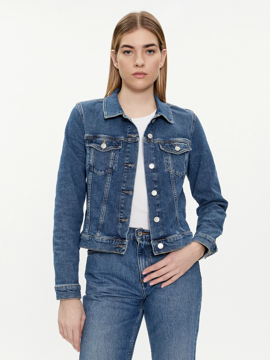 detail Tommy Hilfiger dámská modrá džínová bunda