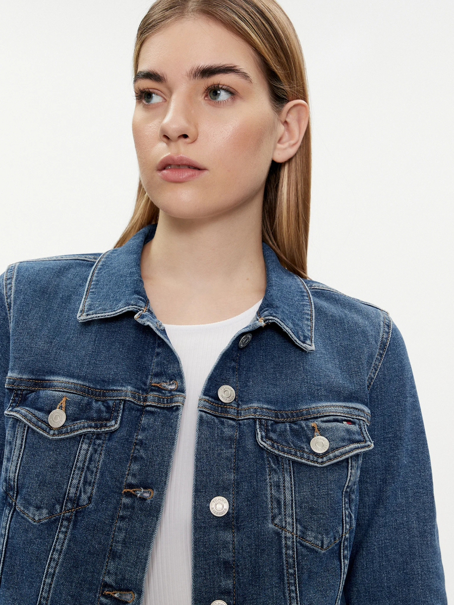 detail Tommy Hilfiger dámská modrá džínová bunda