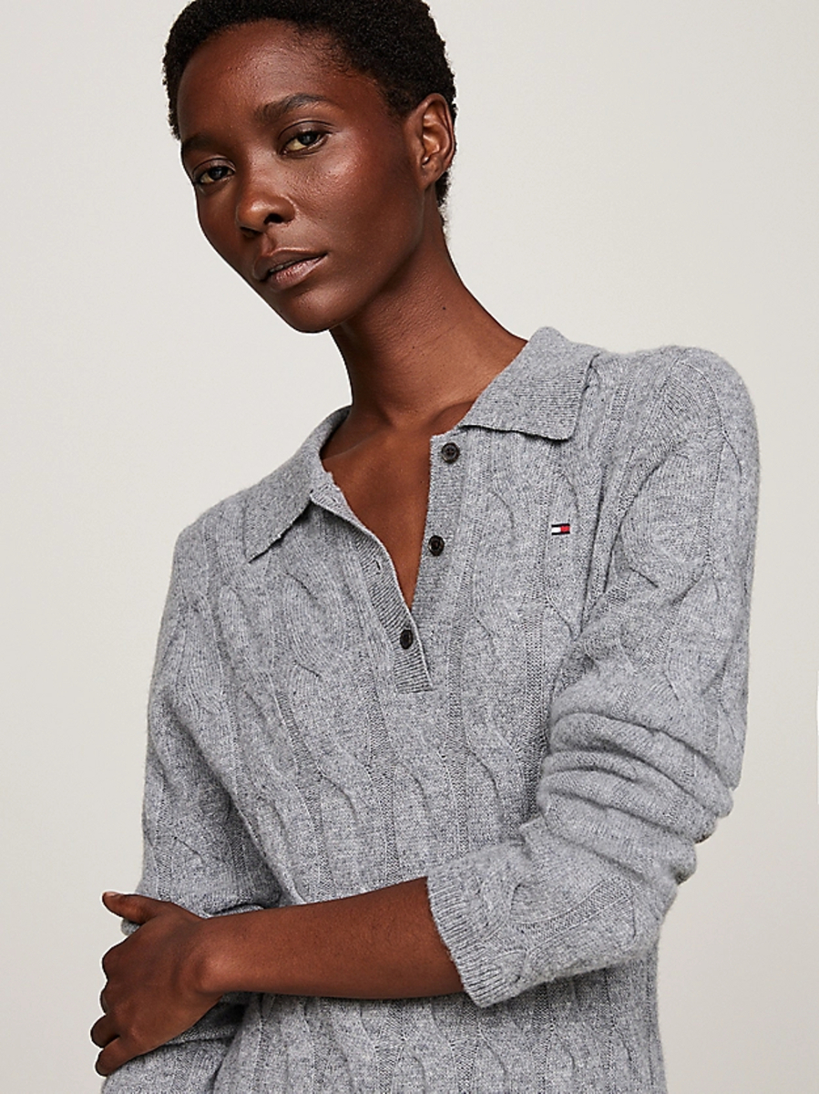 detail Tommy Hilfiger dámské vlněné šaty