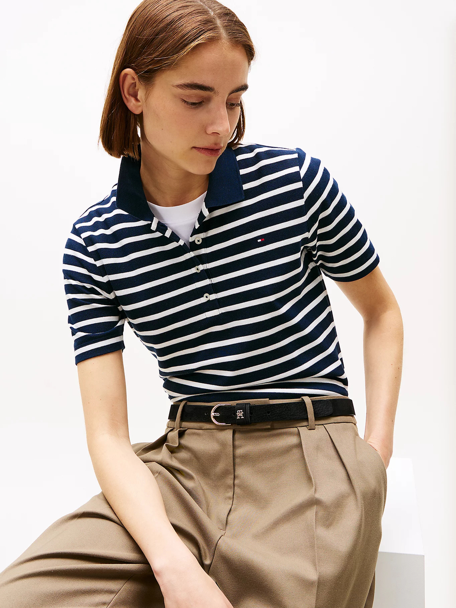 detail Tommy Hilfiger dámské pruhované polo tričko 1985