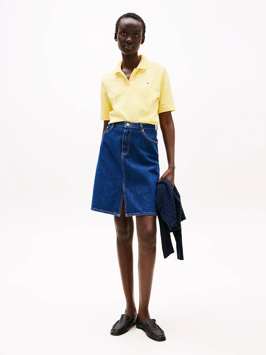 detail Tommy Hilfiger dámské žluté polo tričko