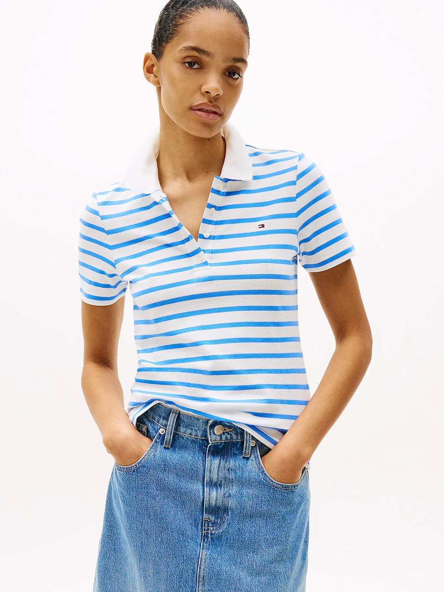 detail Tommy Hilfiger dámské pruhované polo tričko 1985