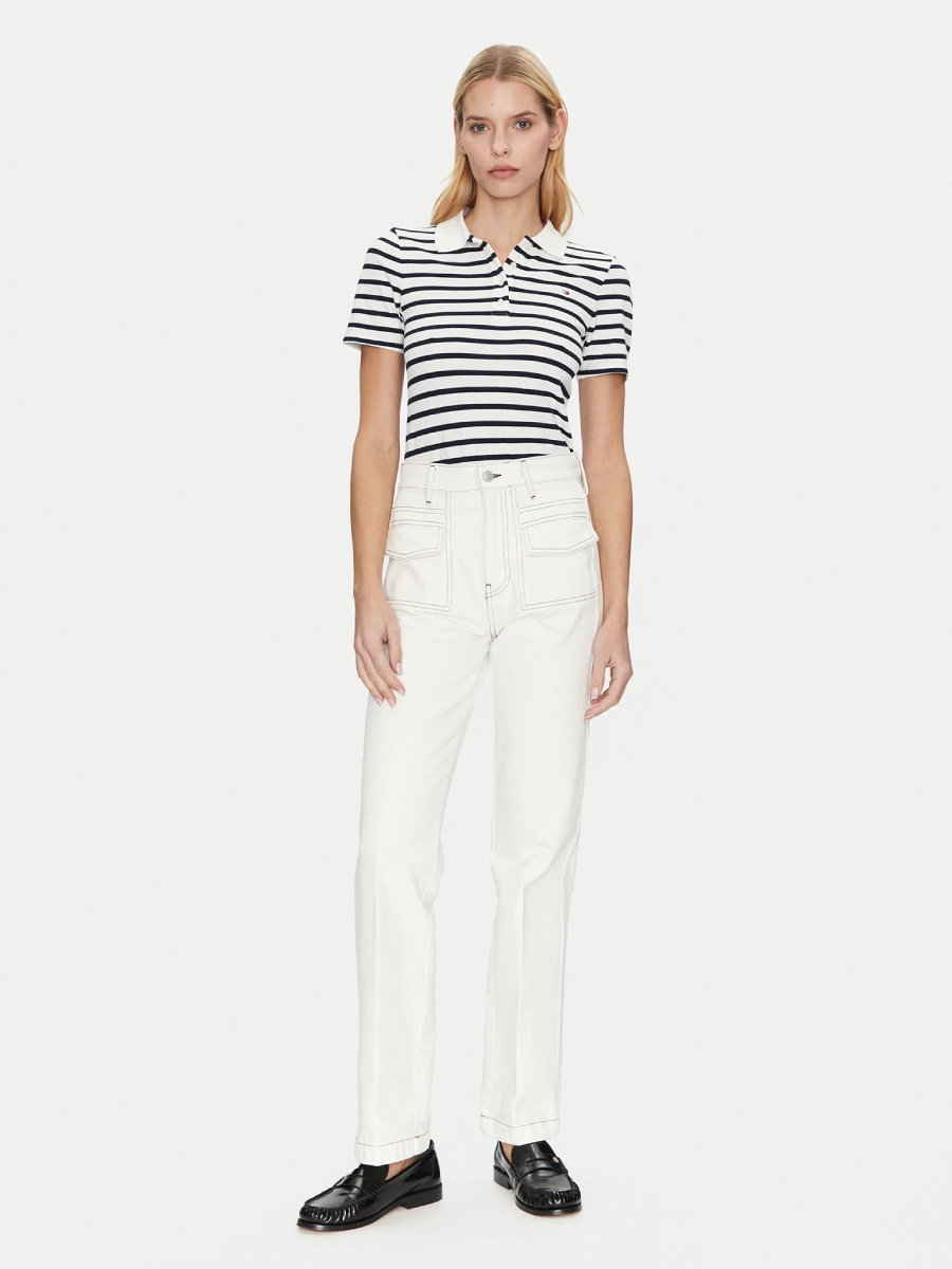 detail Tommy Hilfiger dámské pruhované polo tričko 1985