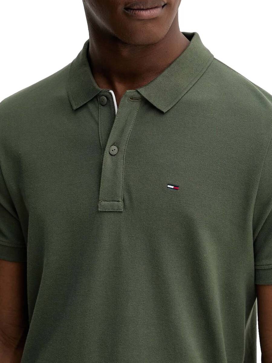 detail Tommy Jeans pánské khaki polo triko