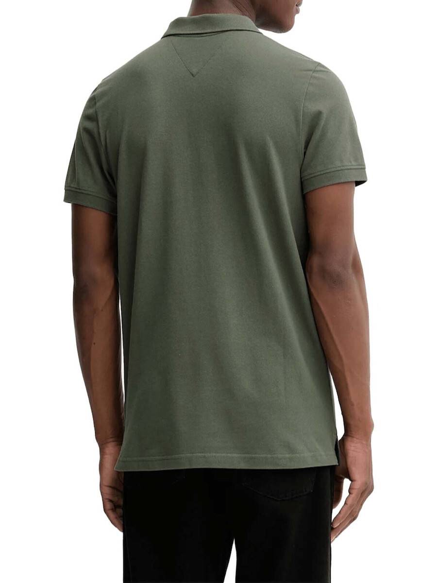 detail Tommy Jeans pánské khaki polo triko