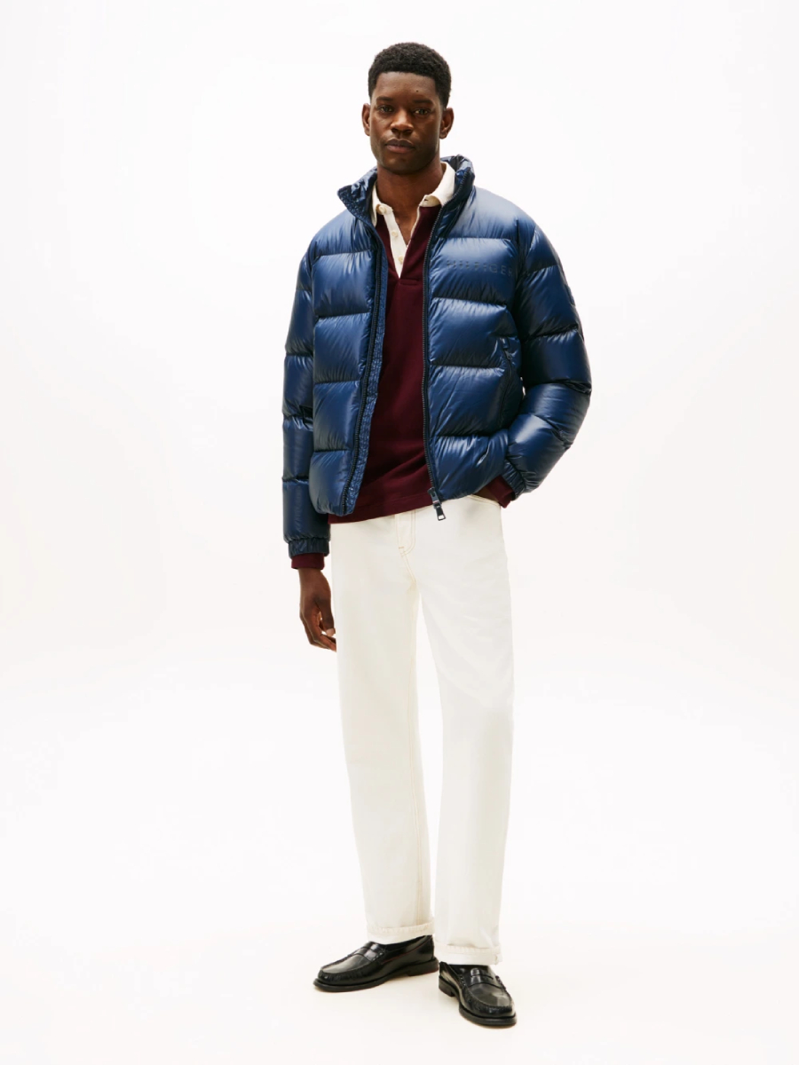 detail Tommy Hilfiger pánská tmavě modrá bunda