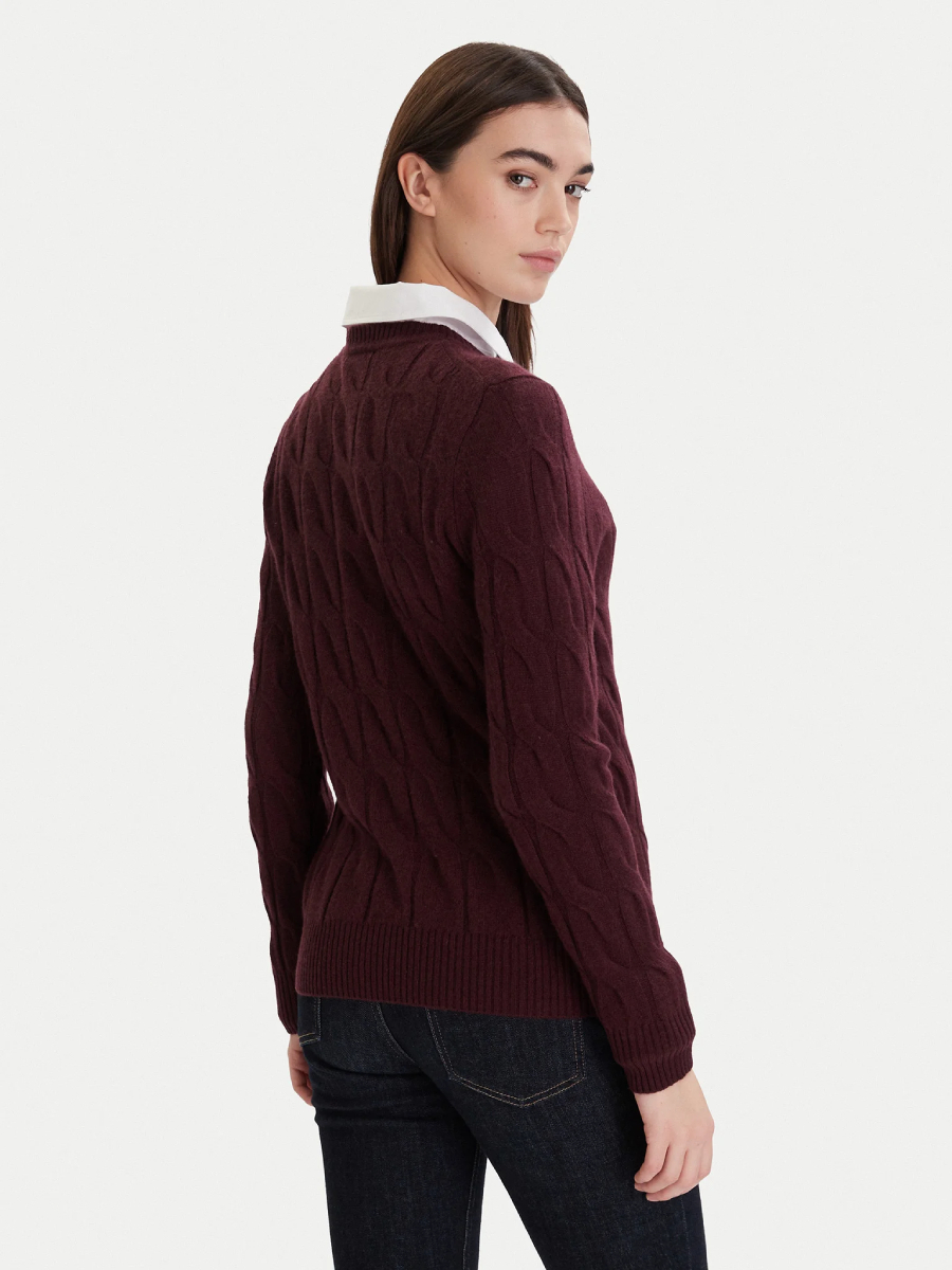 detail Tommy Hilfiger dámský vínový svetr