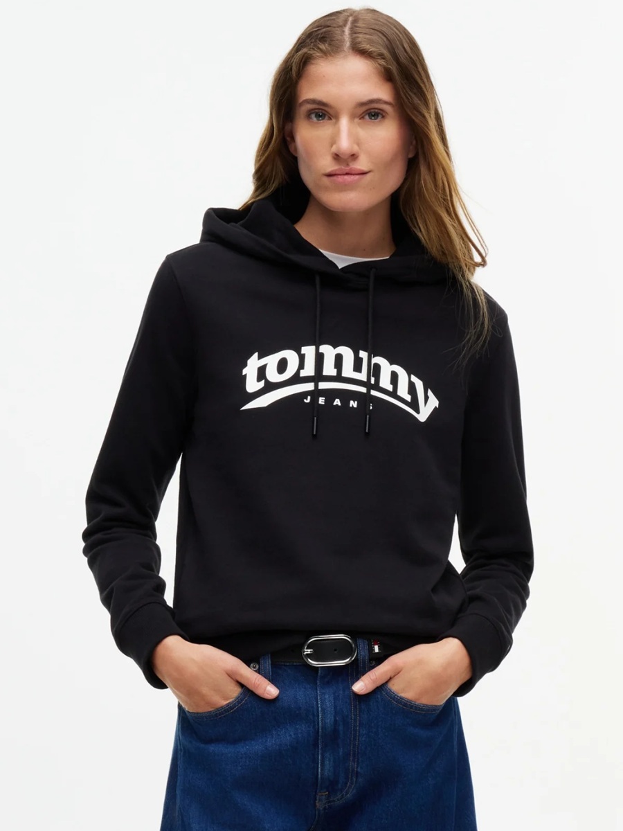 detail Tommy Jeans dámská černá mikina