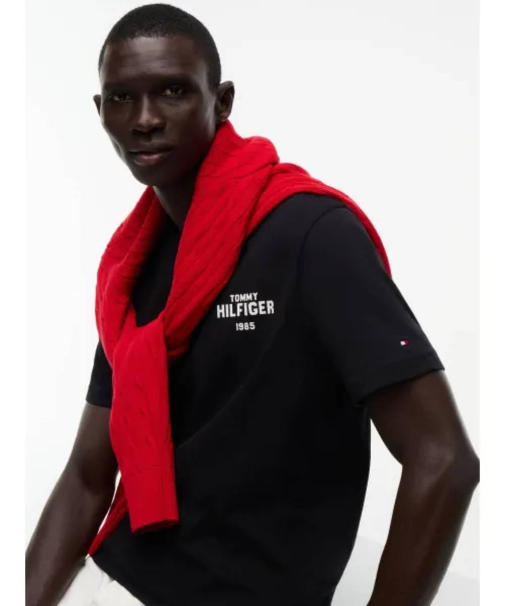 detail Tommy Hilfiger pánské černé tričko