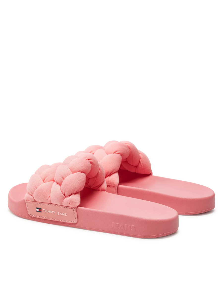detail Tommy Jeans dámské růžové pantofle