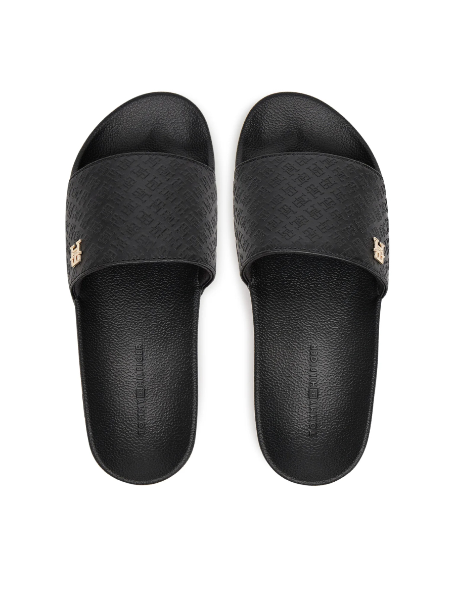 detail Tommy Hilfiger dámské černé pantofle