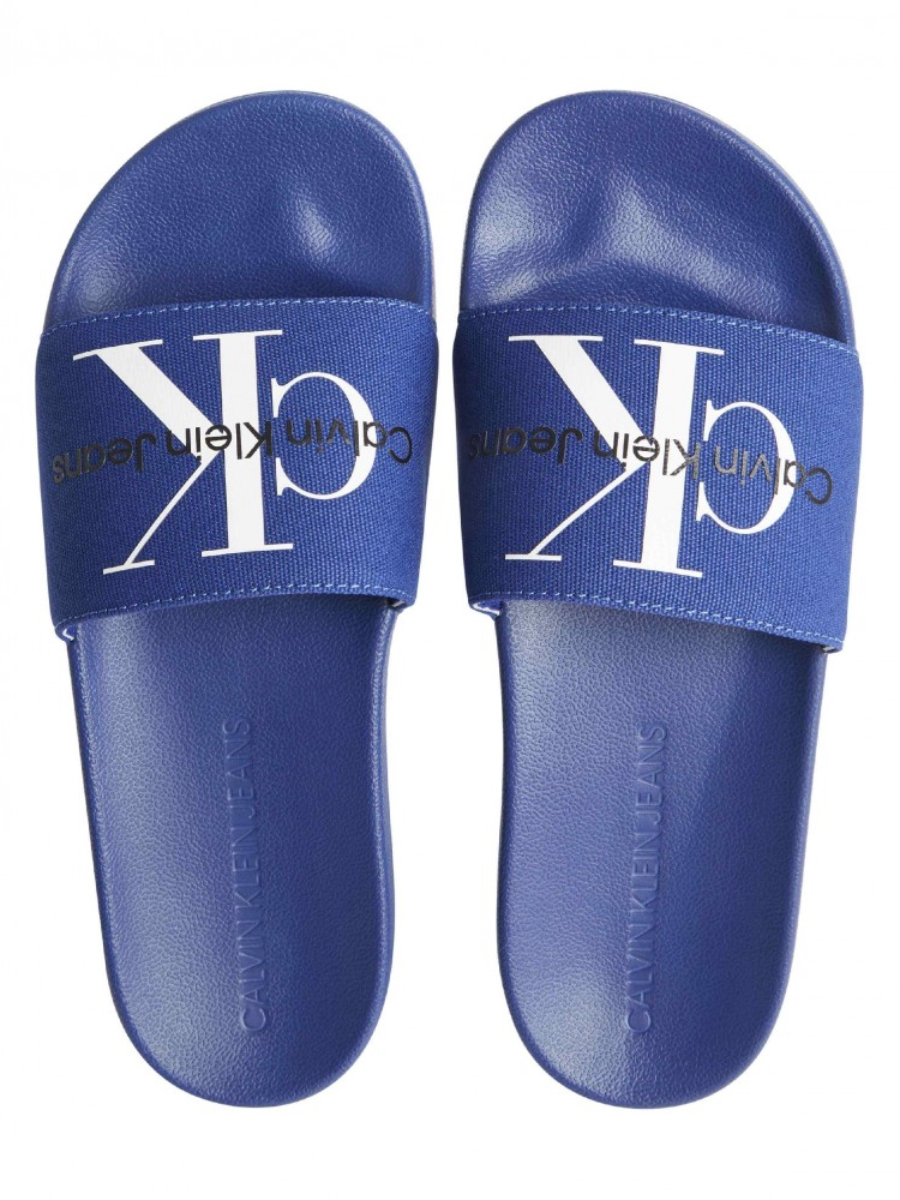 detail Calvin Klein pánské modré pantofle