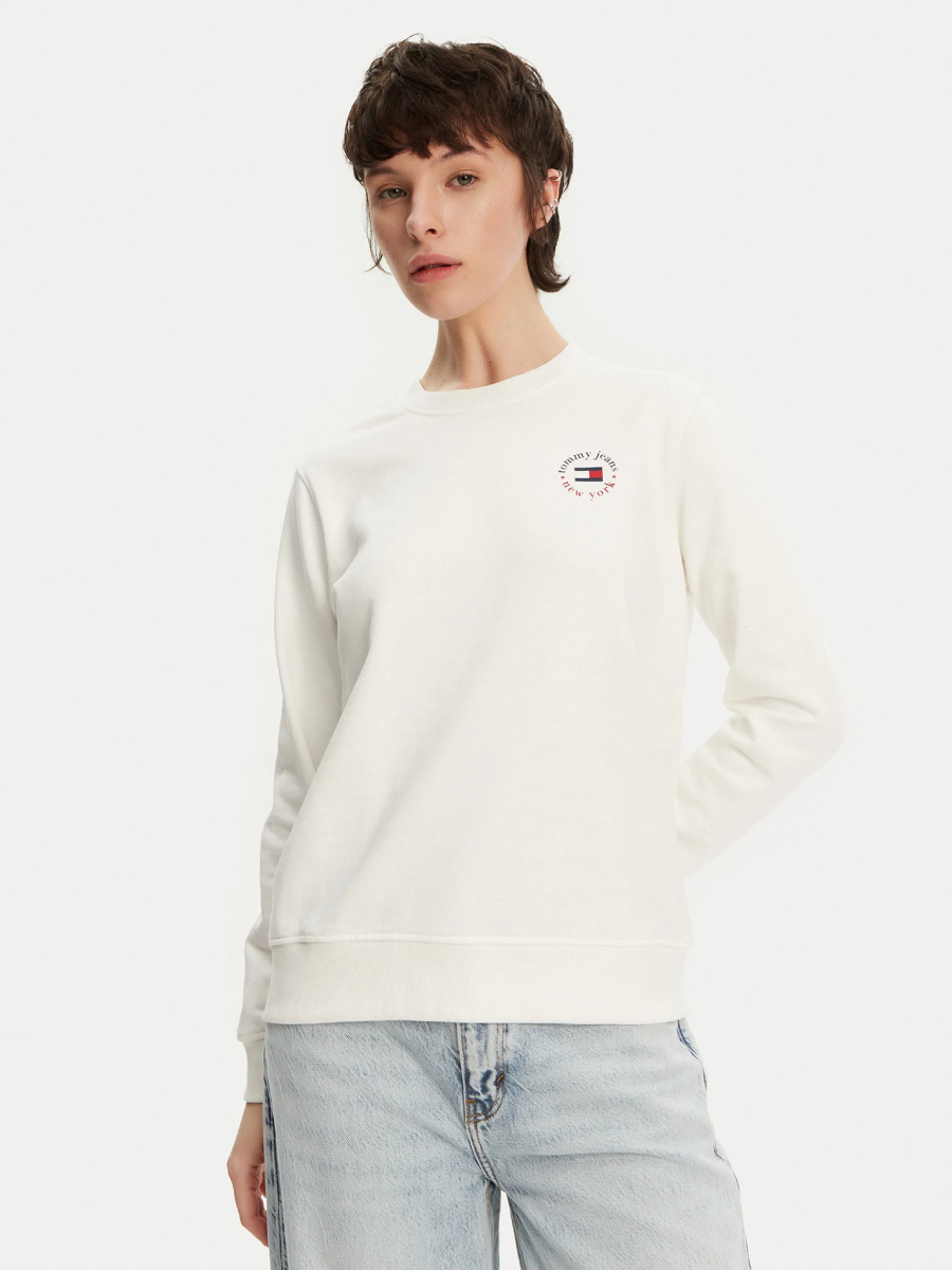 detail Tommy Jeans dámská bílá mikina
