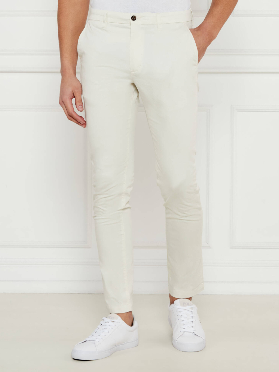 detail Tommy Hilfiger pánské smetanové kalhoty