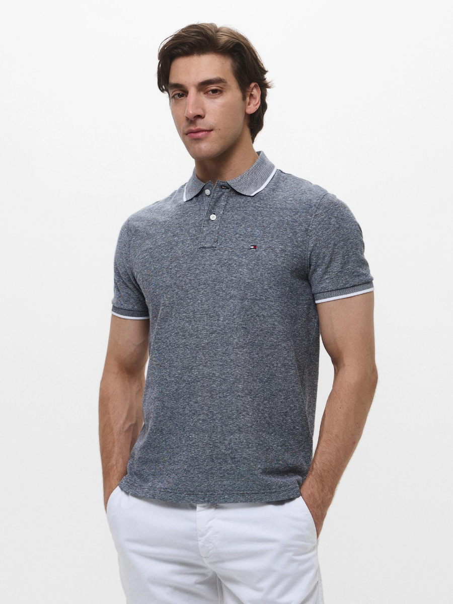 detail Tommy Jeans pánské tmavě modré polo tričko