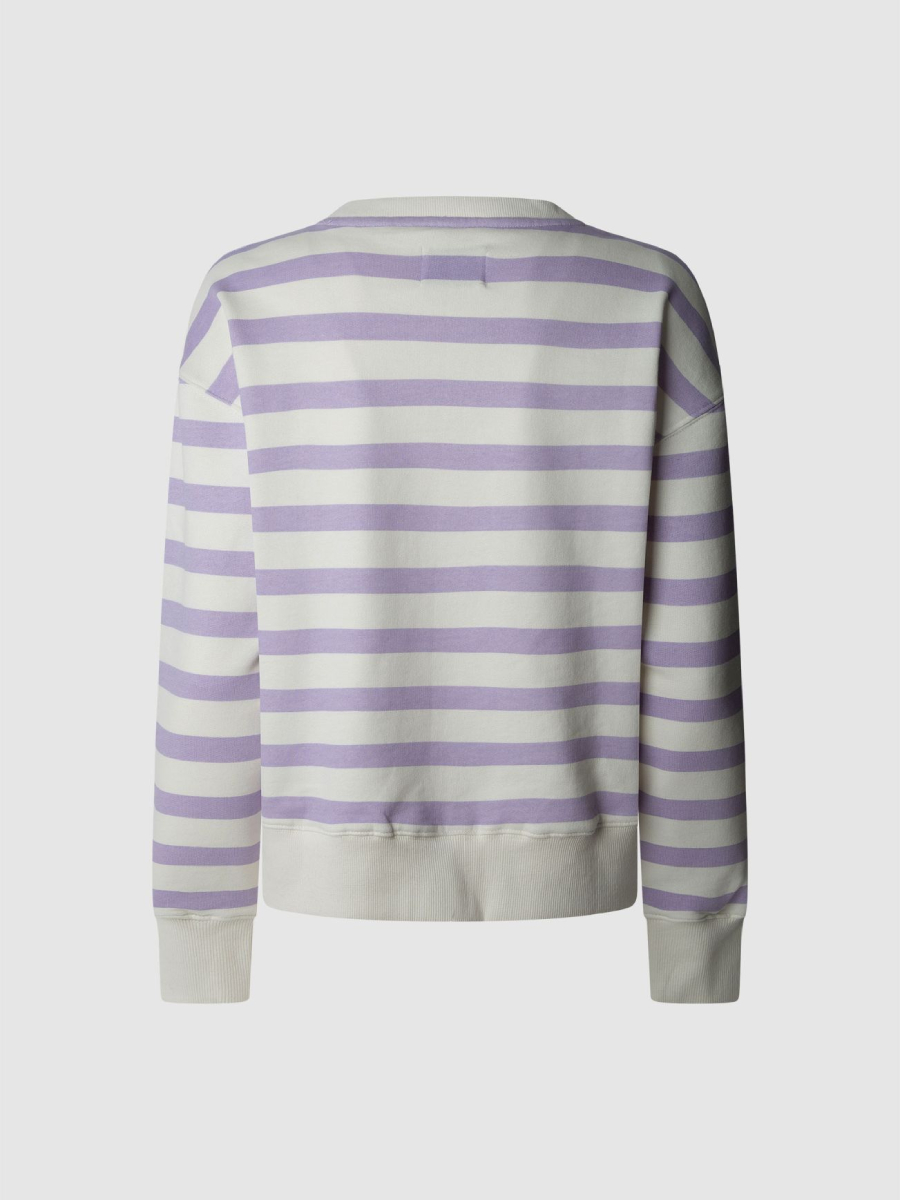detail Pepe Jeans dámská bílo fialová pruhovaná mikina