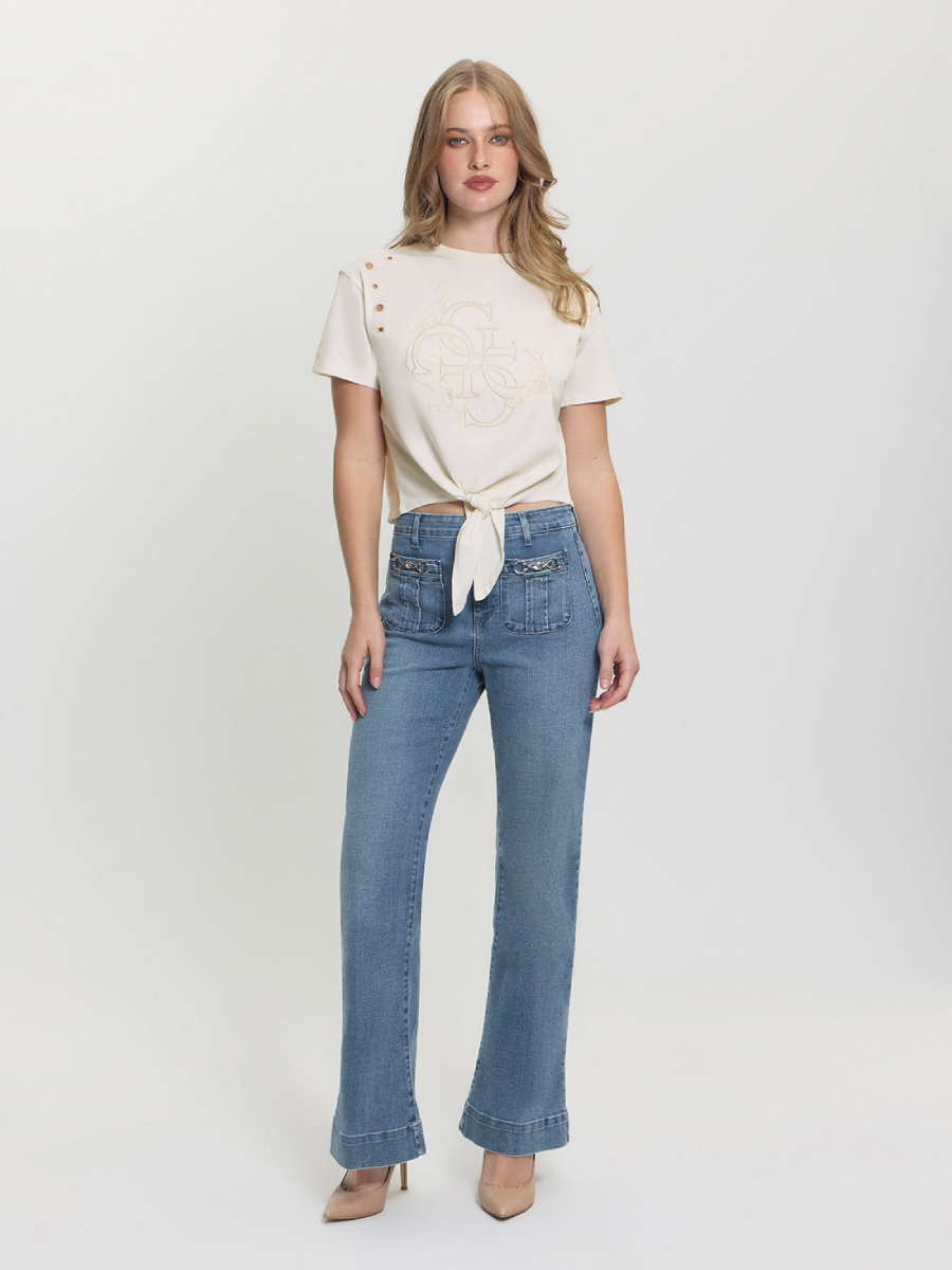 detail Guess dámské krémové tričko