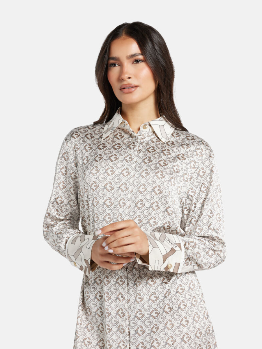 detail Guess dámské béžové košilové šaty