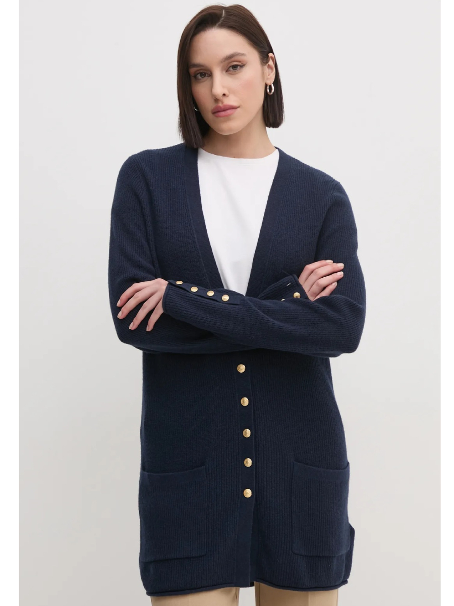 detail Tommy Hilfiger dámský tmavě modrý kardigan