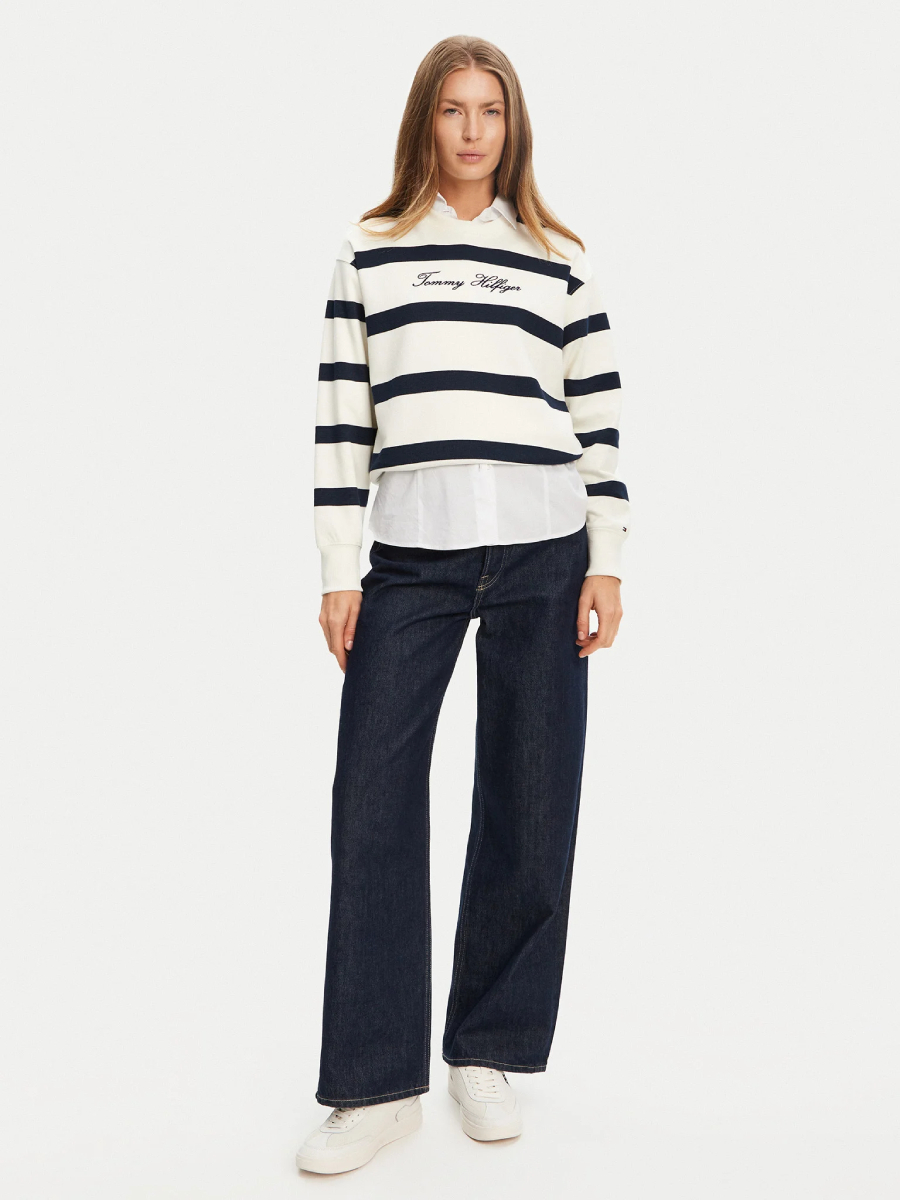 detail Tommy Hilfiger dámská bílo modrá mikina