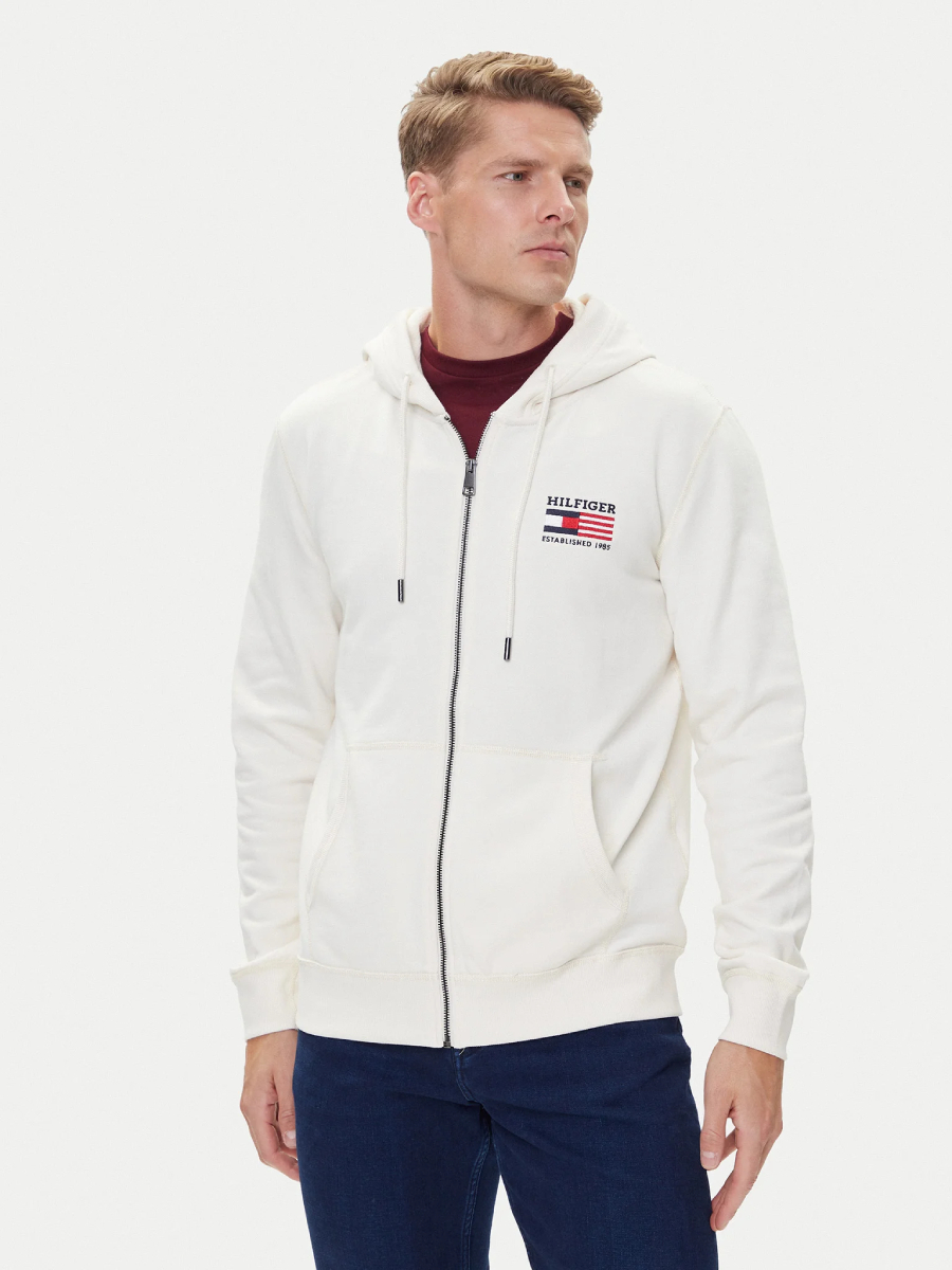 detail Tommy Hilfiger pánská krémová mikina