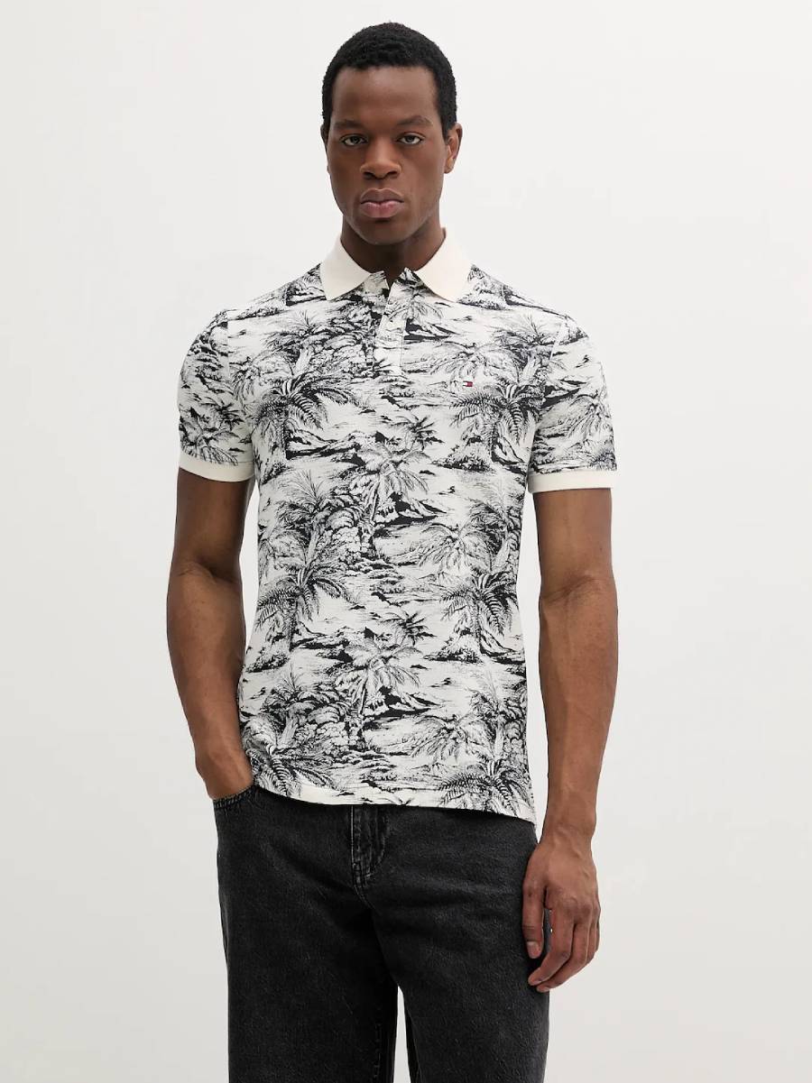 detail Tommy Hilfiger pánské modro krémové polotričko