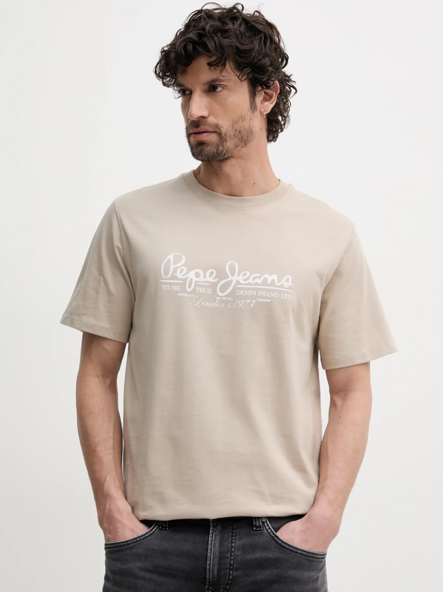 detail Pepe Jeans pánské béžové tričko