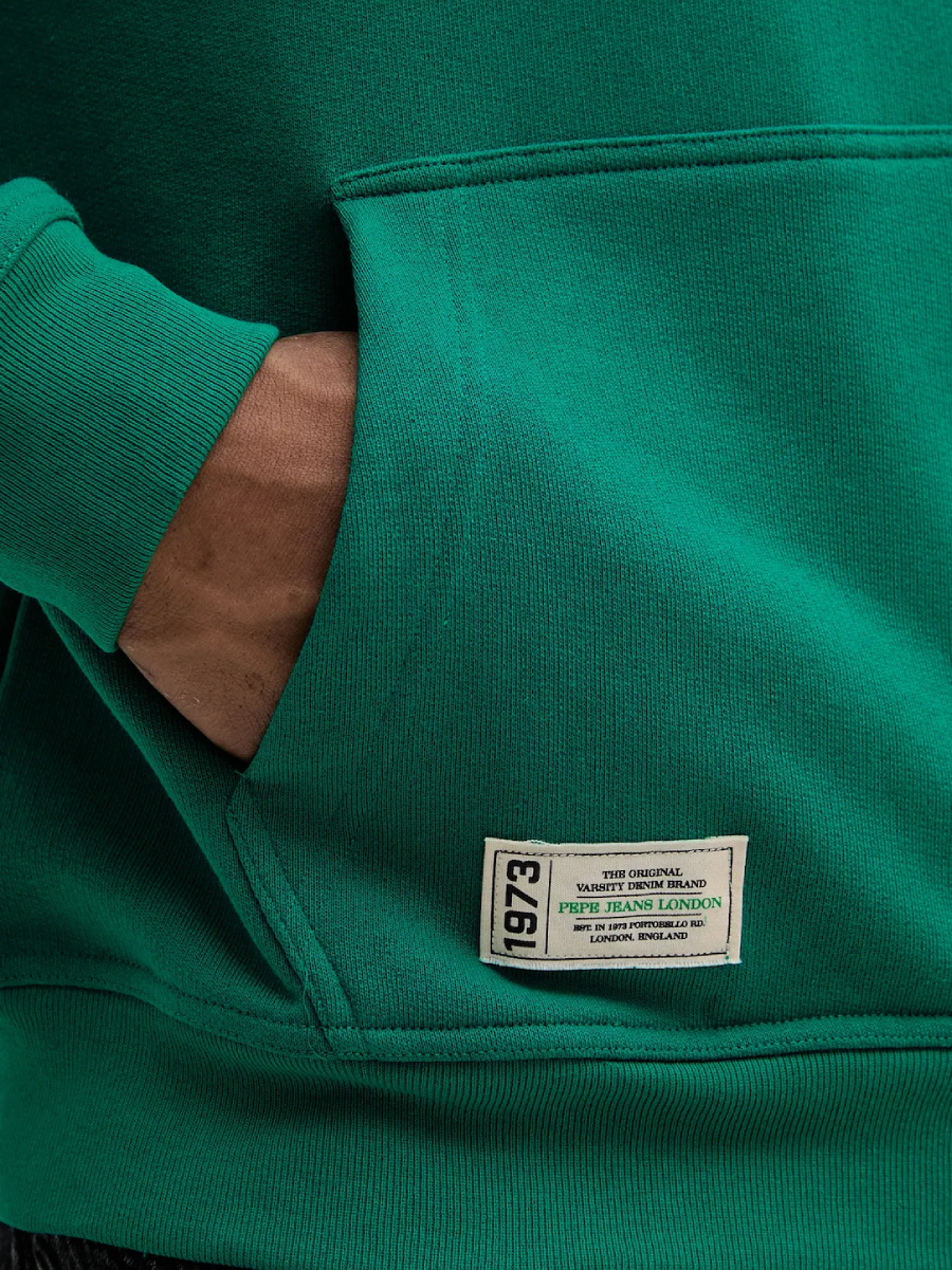 detail Pepe Jeans pánská zelená mikina