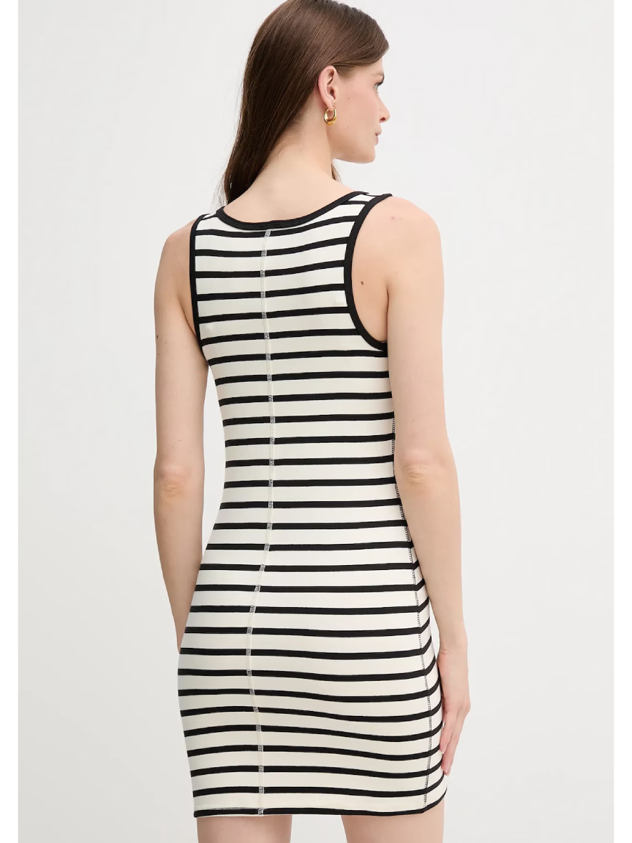 detail Calvin Klein dámské černobílé šaty