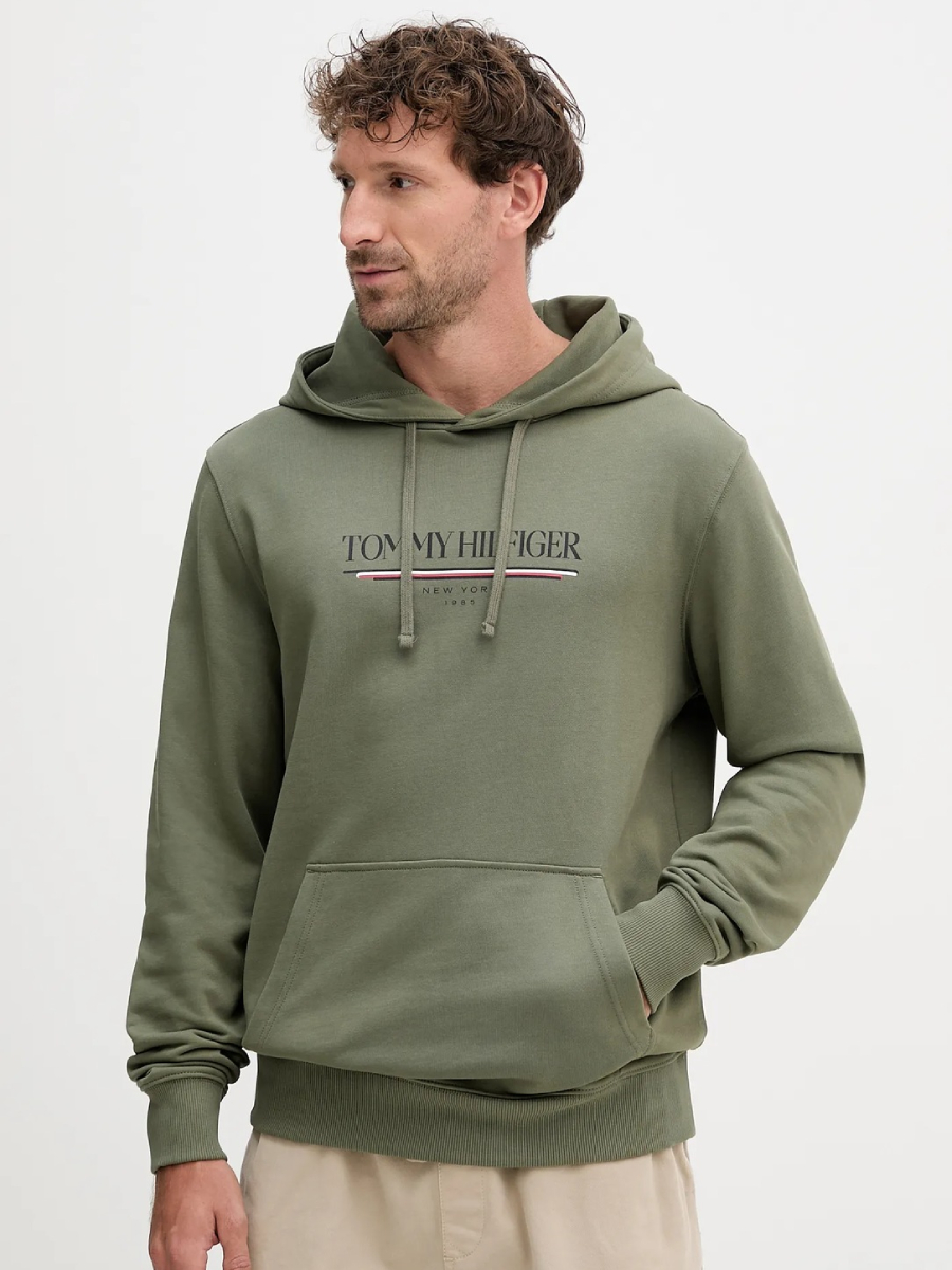 detail Tommy Hilfiger pánská zelená mikina