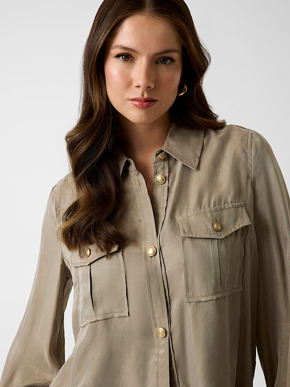 detail Guess dámská khaki košile 