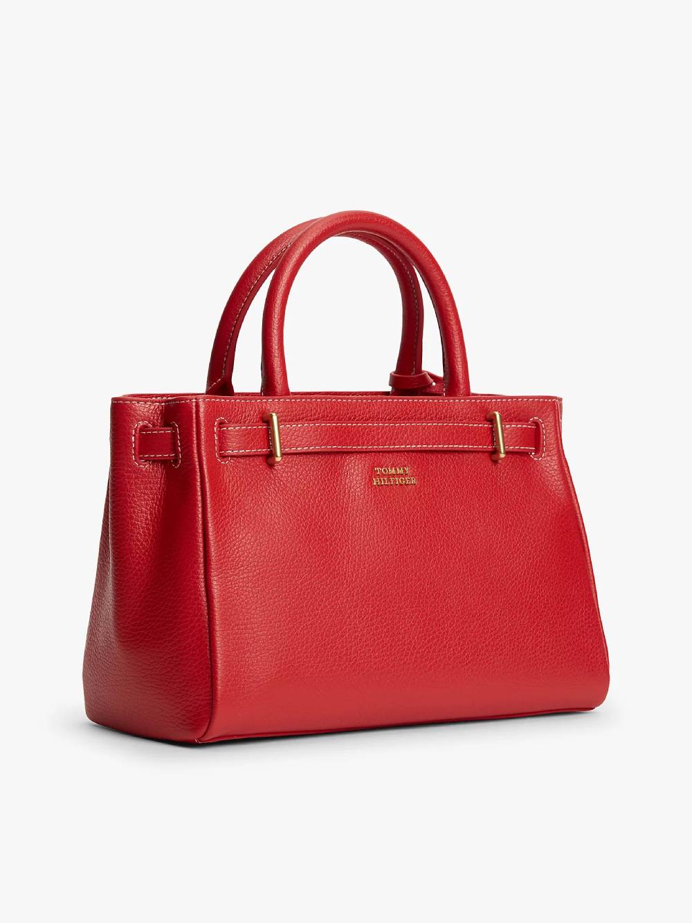 detail Tommy Hilfiger dámská červená kožená kabelka