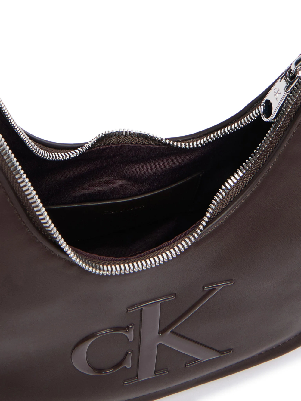 detail Calvin Klein dámská hnědá kabelka