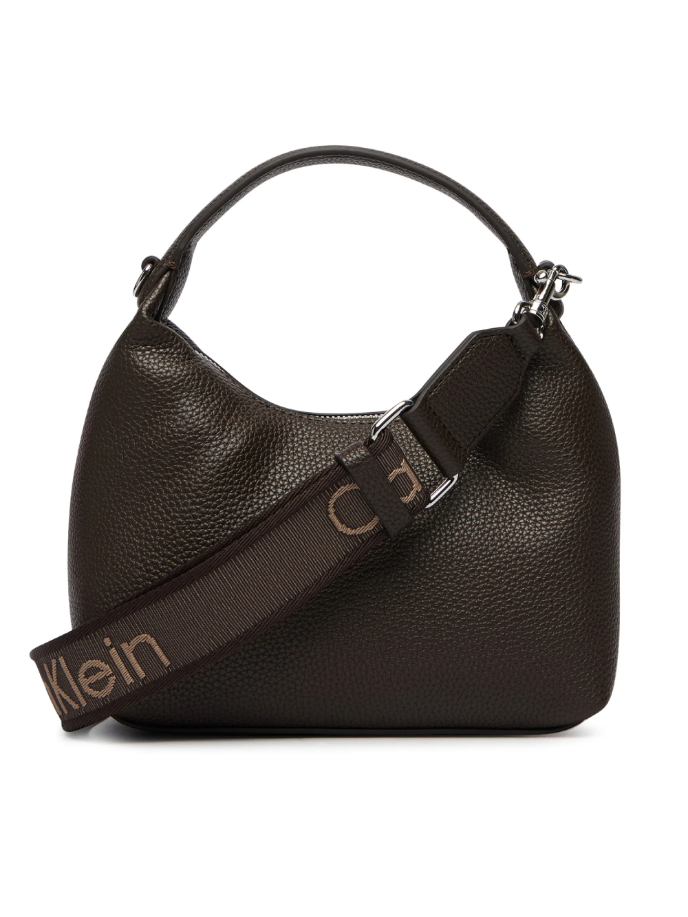 detail Calvin Klein dámská tmavě hnědá kabelka