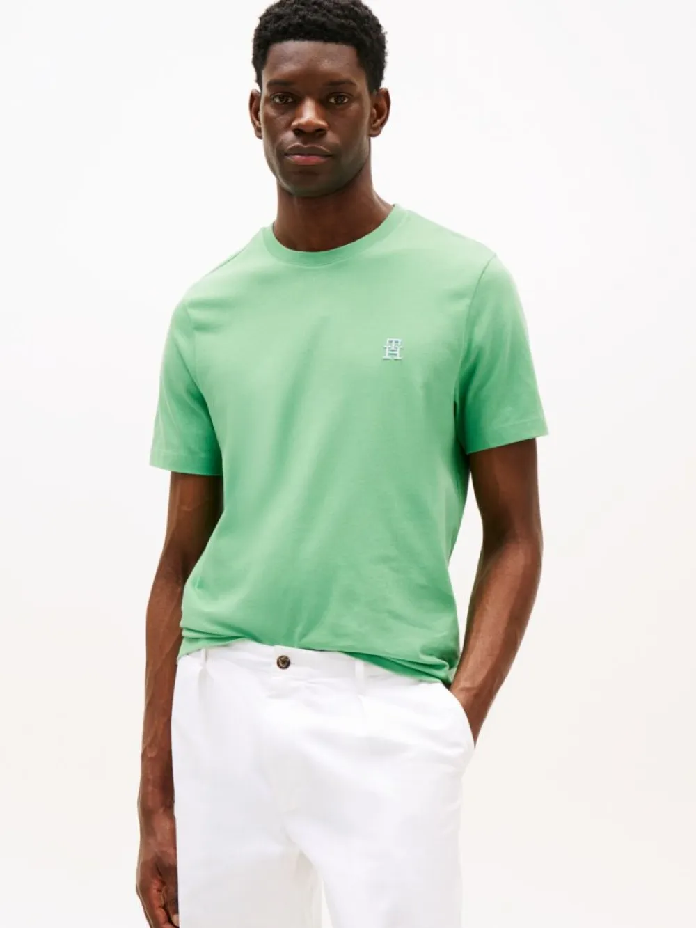 detail Tommy Hilfiger pánské zelené tričko