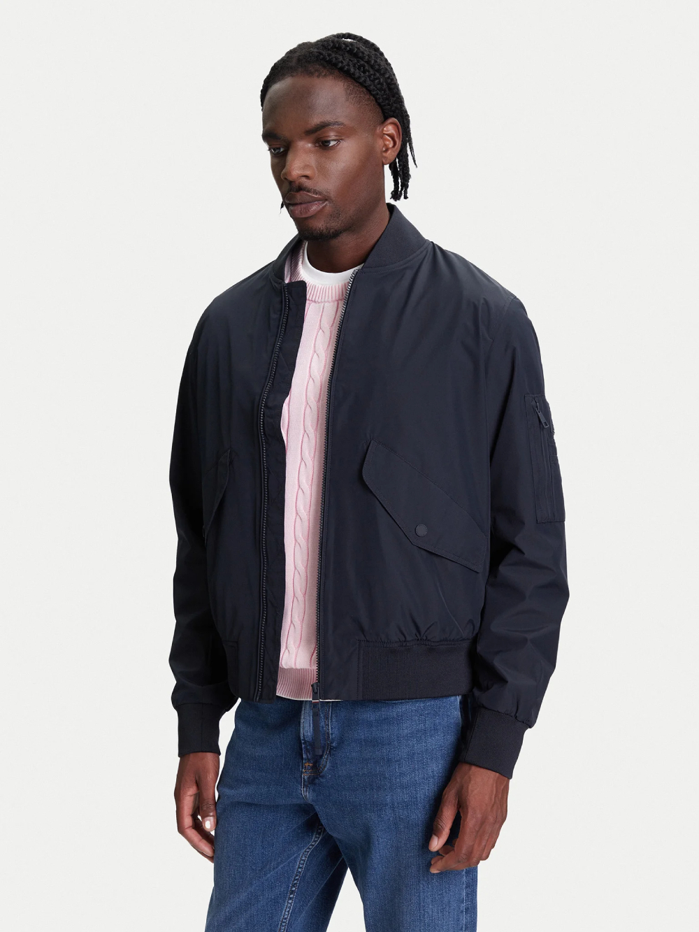 detail Tommy Hilfiger pánský modrý bomber