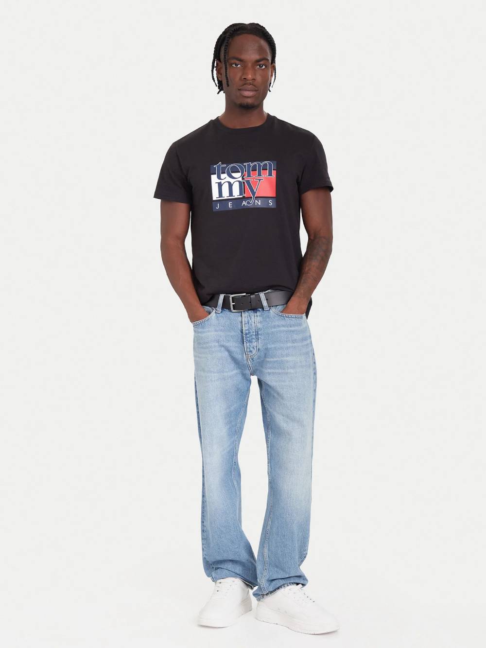 detail Tommy Jeans pánské černé triko