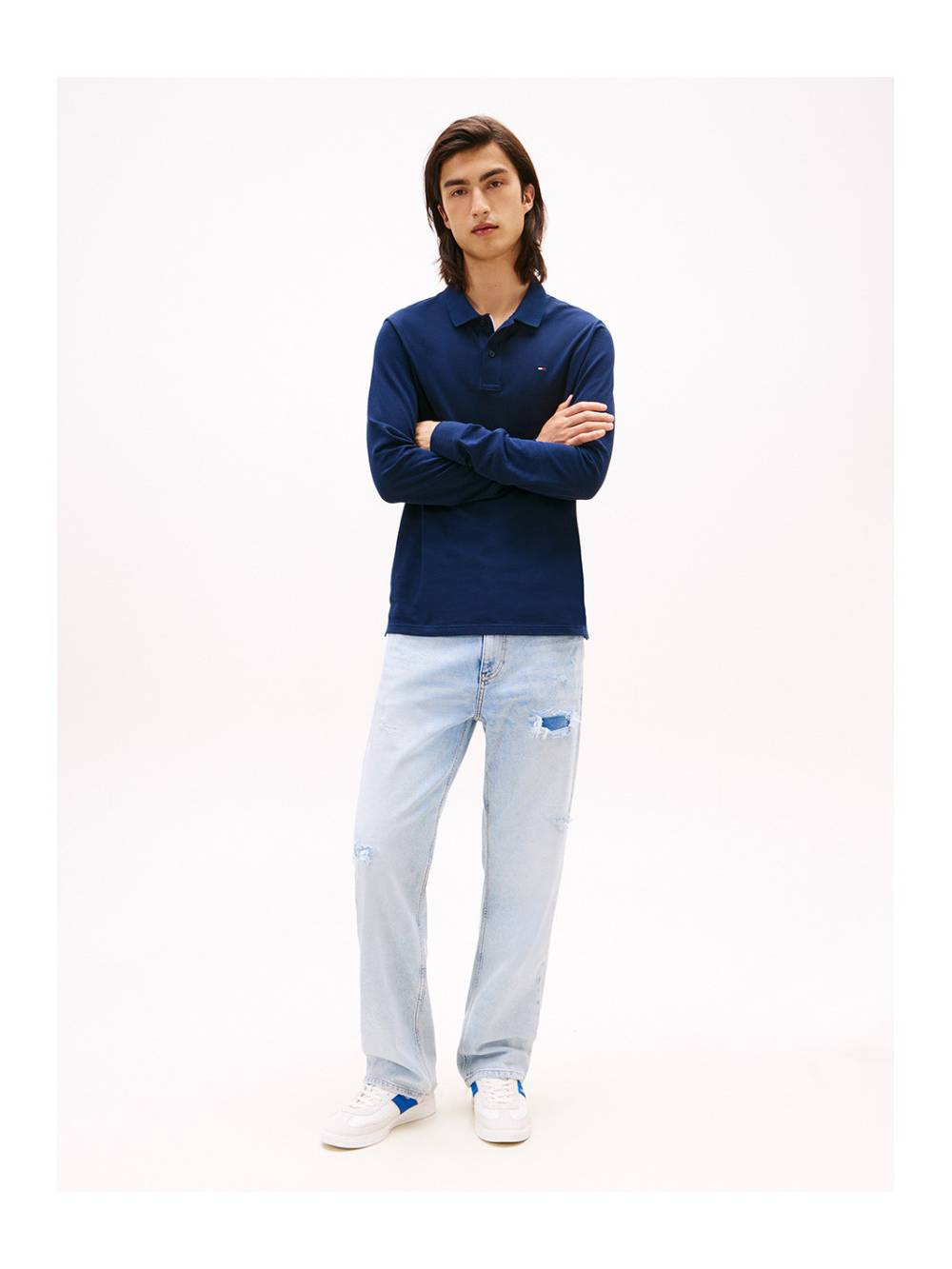 detail Tommy jeans pánské modré polo triko