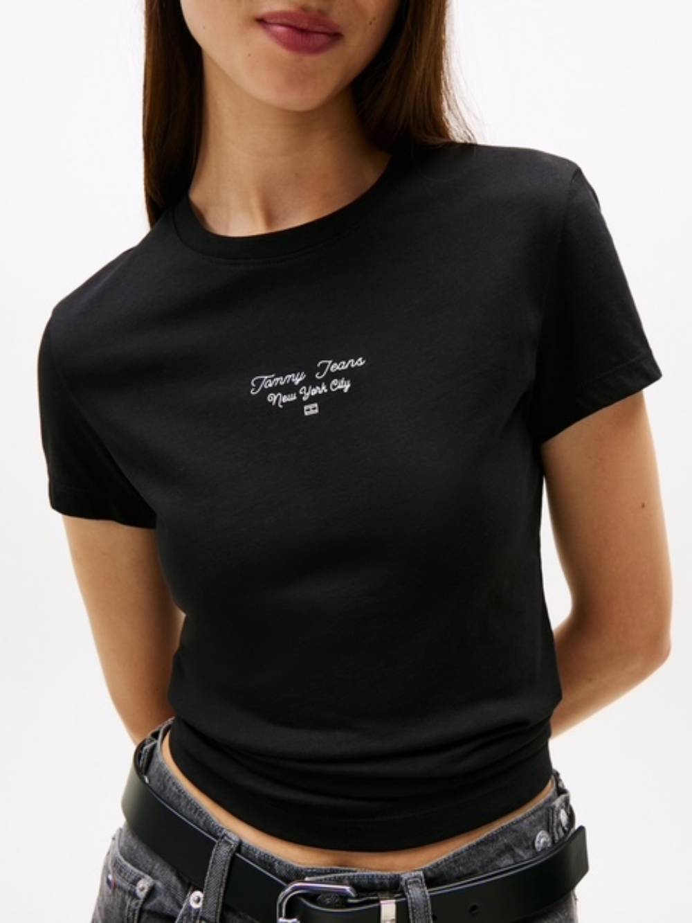 detail Tommy Jeans dámské černé tričko
