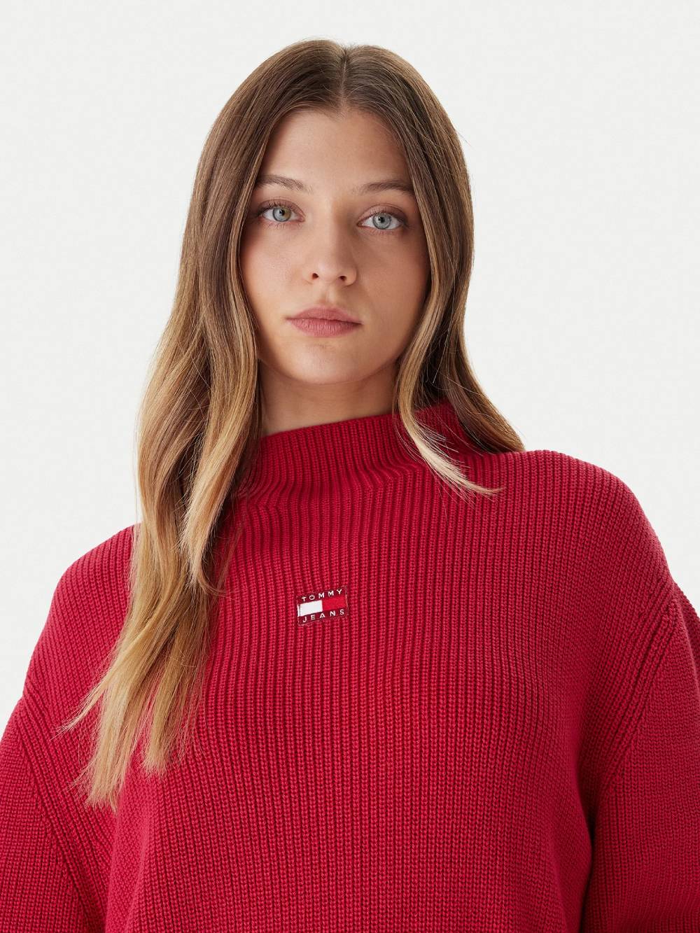 detail Tommy Jeans dámský růžový svetr